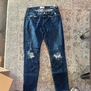 Frame Denim Dark Blue Ripped Skinny Jeans